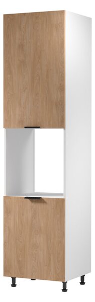 Kuchyňská skříň na vestavnou troubu SALERNO - šířka 60 cm, bílá / dub, levé provedení