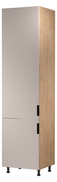 Skříň na vestavnou lednici SALERNO - šířka 60 cm, dub / béžová, levé provedení