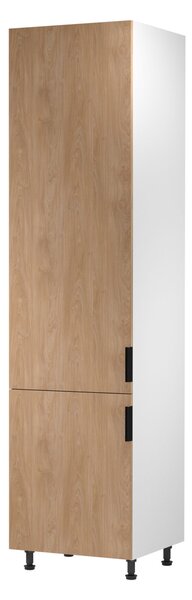 Vysoká kuchyňská skříň SALERNO - šířka 60 cm, bílá / dub, levé provedení