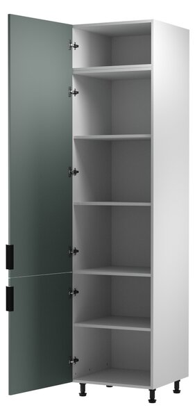 Vysoká kuchyňská skříň SALERNO - šířka 60 cm, bílá / zelená, levé provedení