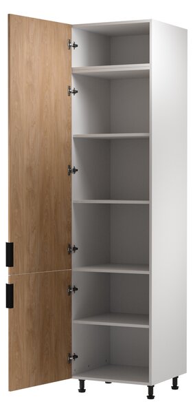 Vysoká kuchyňská skříň SALERNO - šířka 60 cm, bílá / dub, levé provedení