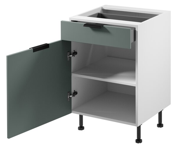 Dolní skříňka se šuplíkem SALERNO - šířka 60 cm, bílá / zelená + příborník ZDARMA, levé provedení
