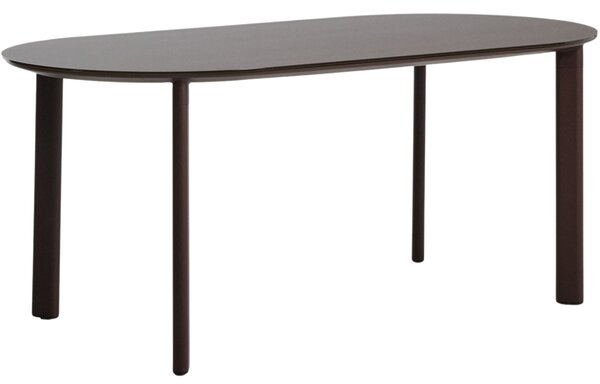 Kave Home Hnědý zahradní jídelní stůl Erice 180 x 90 cm se skleněnou deskou