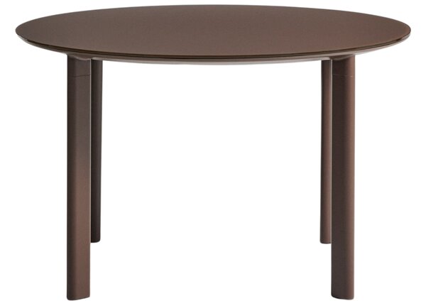 Kave Home Hnědý zahradní stůl Erice Ø 120 cm se skleněnou deskou