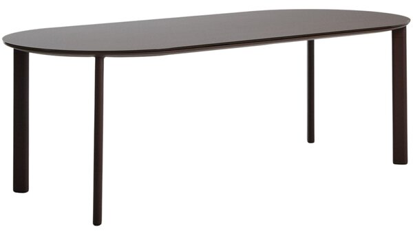 Kave Home Hnědý zahradní jídelní stůl Erice 230 x 100 cm se skleněnou deskou