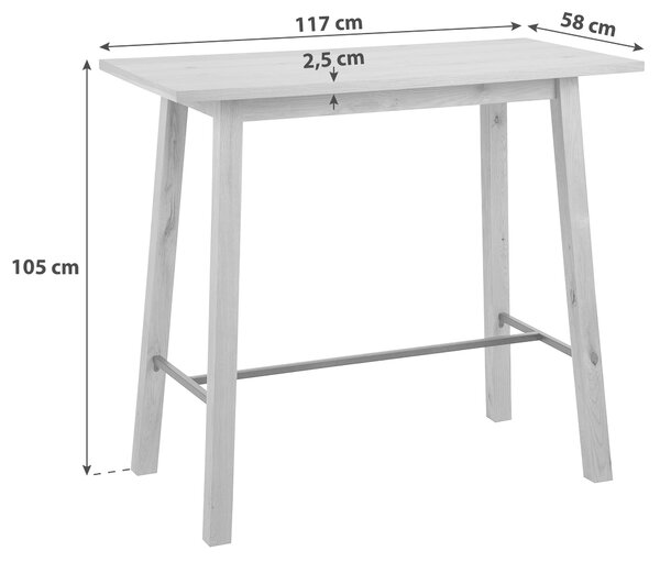 BAROVÝ STŮL, divoký dub, divoký dub, 117/58/105 cm P & B - Barové stoly, Online Only