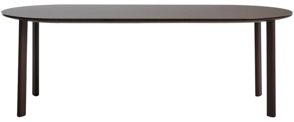 Kave Home Hnědý zahradní stůl Erice 230 x 100 cm se skleněnou deskou