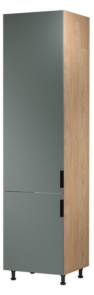 Skříň na vestavnou lednici SALERNO - šířka 60 cm, dub / zelená, levé provedení