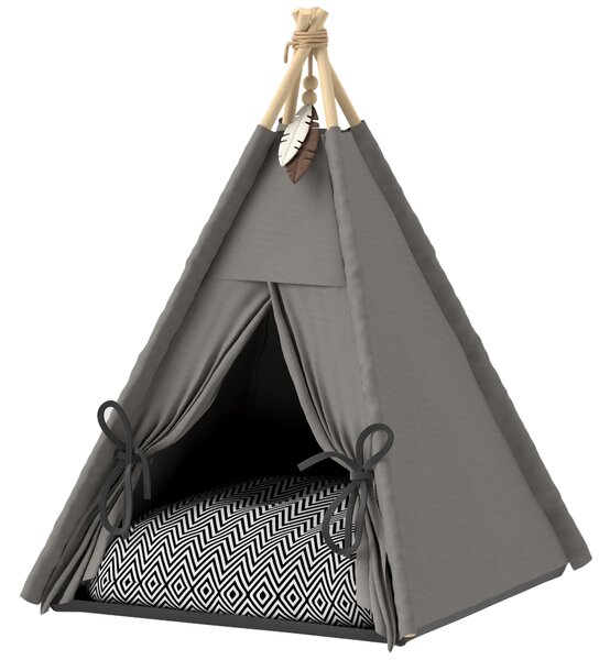PAWHUT Pelíšek pro kočky TEEPEE 60 x 60 x 76 cm šedá