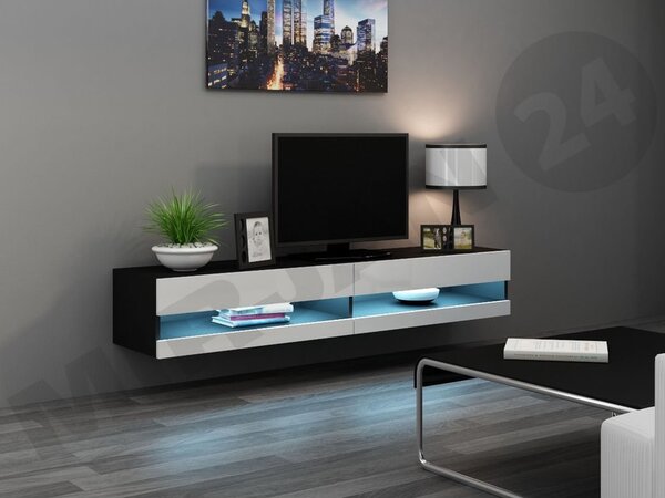 TV stolek Zigo New 180, Osvětlení: bez osvětlení, Barva: černý / černý lesk 5902928695496