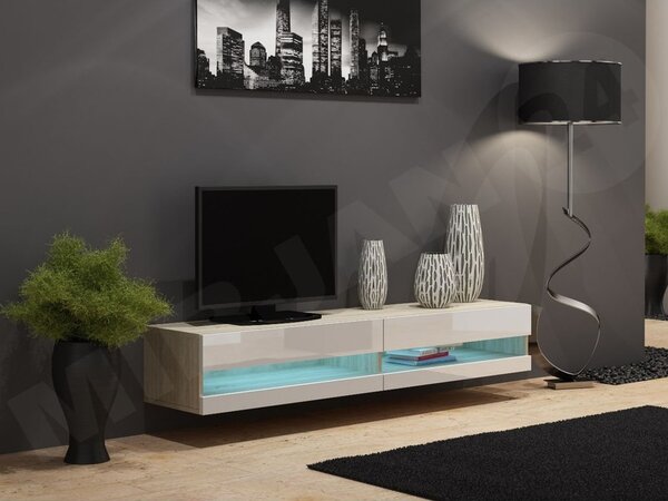 TV stolek Zigo New 180, Osvětlení: bez osvětlení, Barva: černý / černý lesk 5902928695496