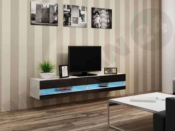 TV stolek Zigo New 180, Osvětlení: bez osvětlení, Barva: černý / černý lesk 5902928695496