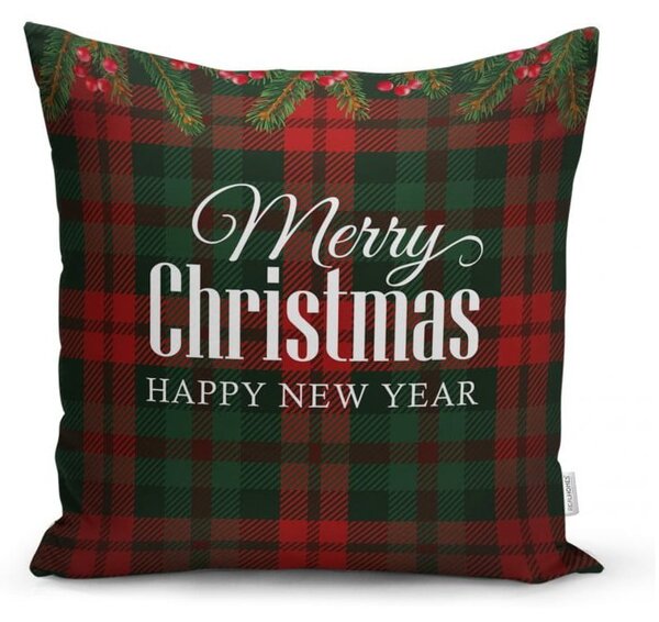 Sada 4 vánočních povlaků na polštář a běhounu na stůl Minimalist Cushion Covers Tartan Christmas