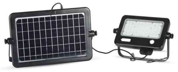 LED Stmívatelný solární reflektor se senzorem LED/10W/3,7V 4000K IP65 + USB port