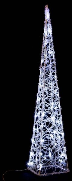 Vánoční jehlan 90 cm, studeně bílý, do zásuvky, 60 LED