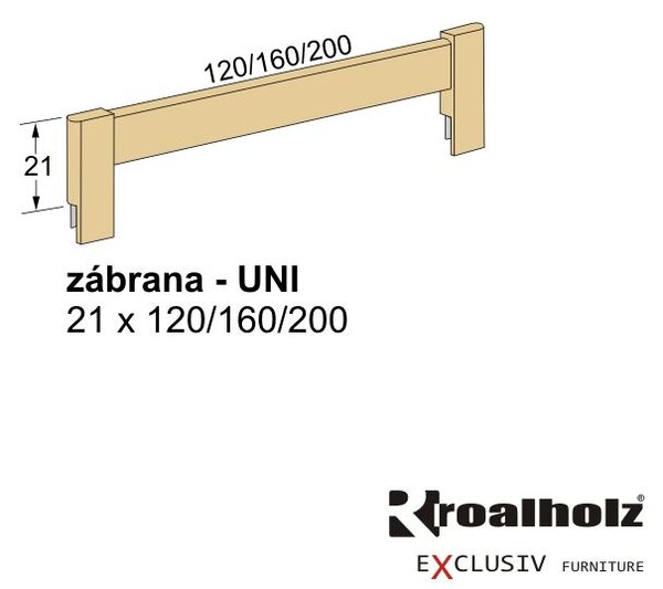 ROALHOLZ Nasouvací zábrana UNI na postel 120 cm smrk