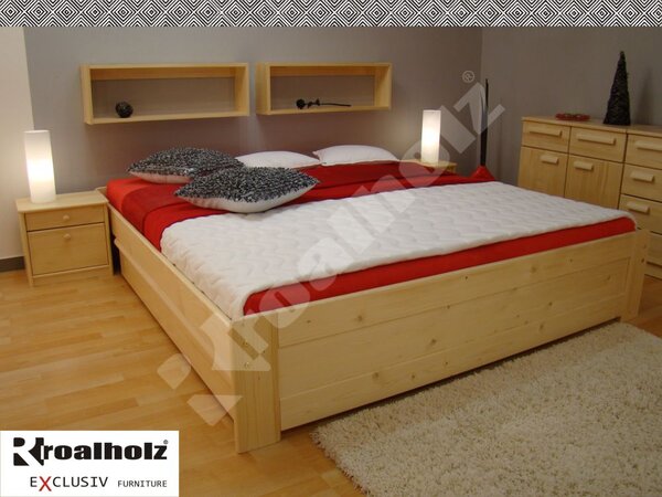 Letiště z masivu do ložnice LINDA 2v1 (dřevěné manželské dvoulůžko z masivu LINDA 2v1)