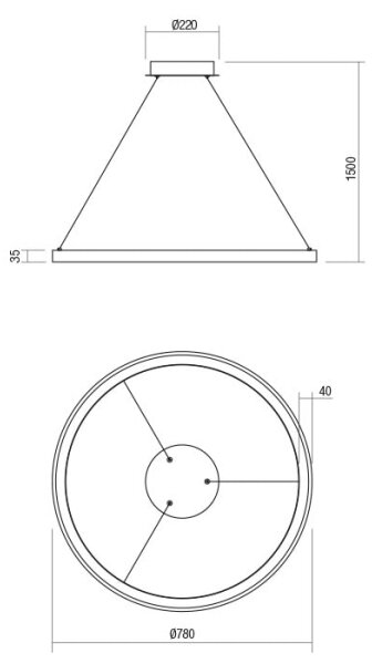 Redo 01-2676-LED Stmívatelný lustr na lanku ICONIC LED/60W/230Vpr. 78 cm zlatá
