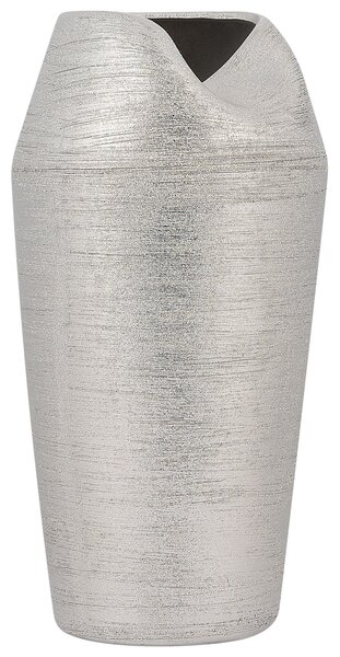Dekorativní váza APAMEA Kamenina 33 cm Stříbrná