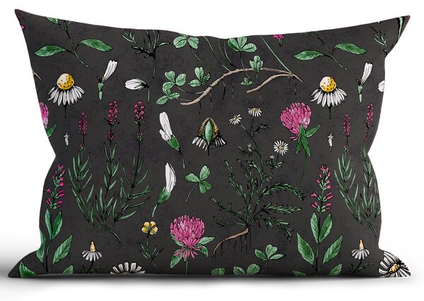 MK Lůžkoviny Bavlněný povlak na polštář Renforcé 40 x 60 cm - Herbář černý