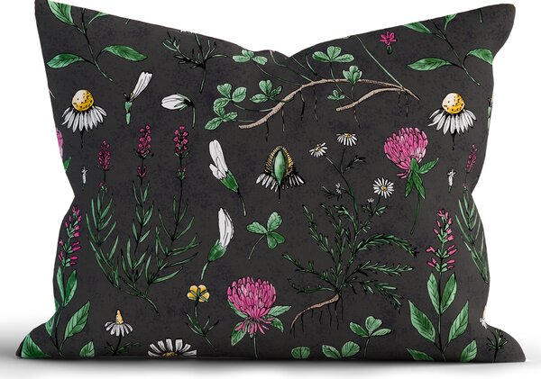 MK Lůžkoviny Bavlněný povlak na polštář Renforcé 70 x 90 cm - Herbář černý