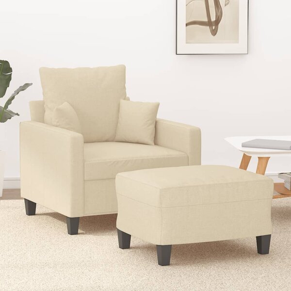Křeslo s podnožkou krémové 60 cm textil 3201083