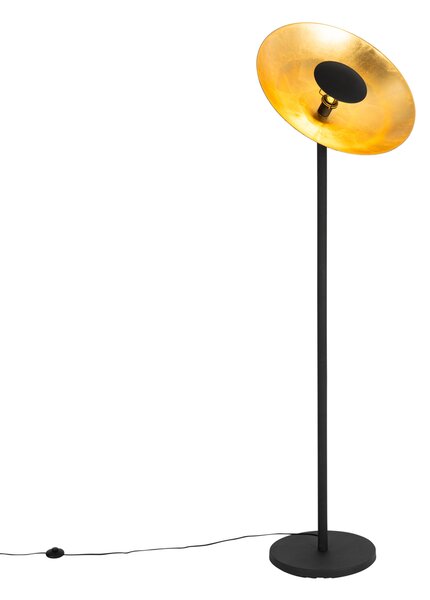 Industriální stojací lampa černá se zlatým vnitřkem 60 cm - Magnax