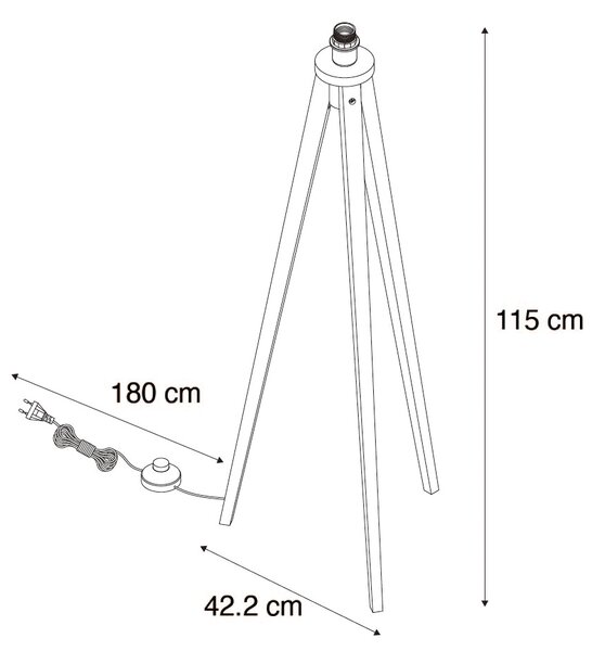 Rustikální stojací lampa stojan ořechové dřevo - Tripod Classic