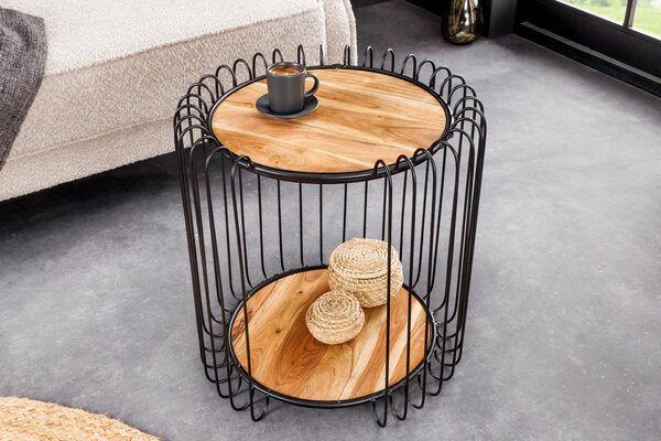Odkládací stolek TRUE ELEMENTS 50 CM přírodní/černá masiv akácie Nábytek | Doplňkový nábytek | Odkládací stolky