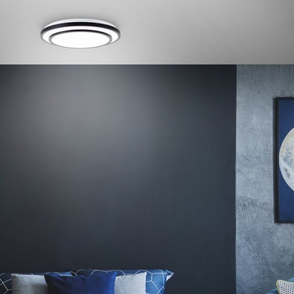 Brilliant G80564A76 Stmívatelné LED svítidlo LUCIANO černé, průměr 49cm, RC, CCT, Night Light, Timer