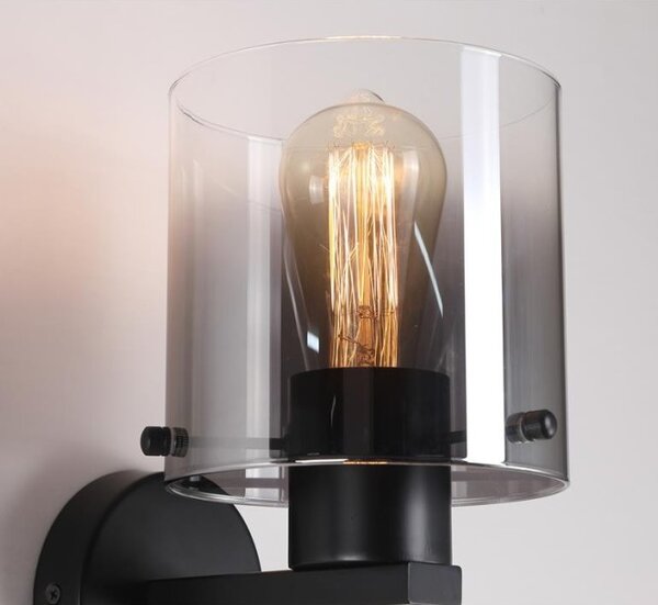Searchlight 88912-1BK Nástěnné svítidlo SWEDEN BLACK kouřové sklo