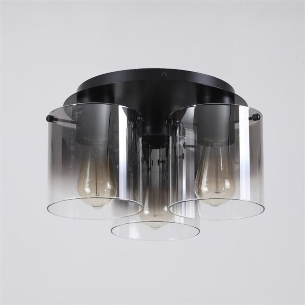 Searchlight 88911-3BK Stropní lustr SWEDEN BLACK kouřové sklo