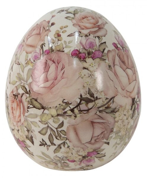 Keramické dekorační vajíčko s růžičkami Roses I – 14x16 cm