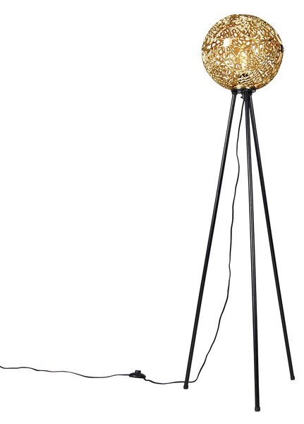 Stojací lampa Art Deco stativ zlatá - Maro