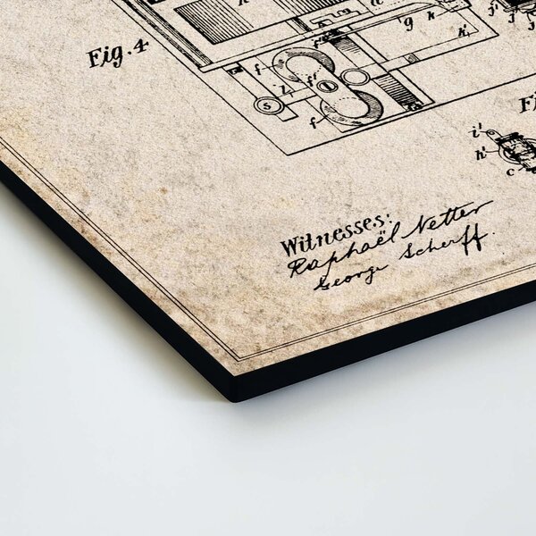 DUBLEZ | Technický obraz na stěnu - Nikola Tesla patent | UV tisk, Premium