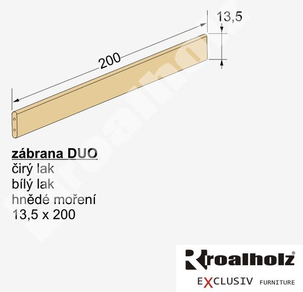 ROALHOLZ Dřevěná zábrana DUO na postel 200 cm smrk