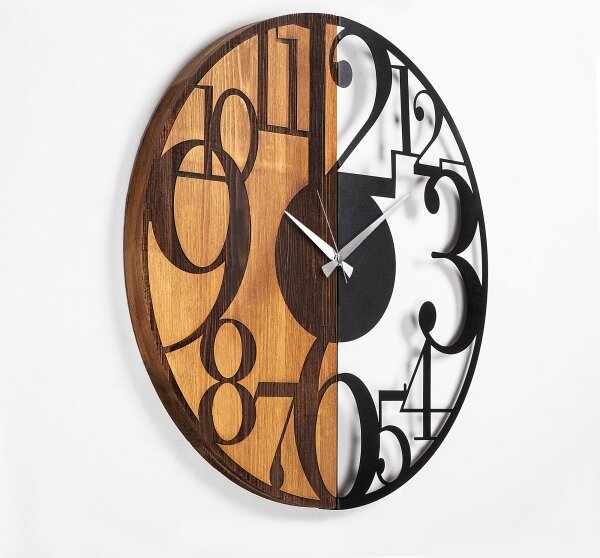 Nástěnné hodiny pr. 56 cm 1xAA dřevo/kov
