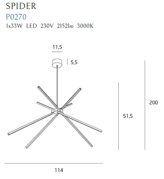 Maxlight P0270 Závěsné LED svítidlo SPIDER bílé