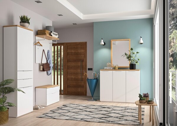 ŠATNÍ PANEL, barvy dubu, vysoce lesklá bílá, 82/71/35 cm Carryhome - Šatní panely, Online Only