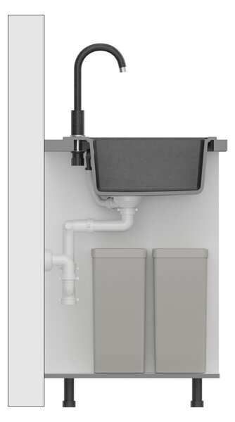 Bílý 1,5 komorový kuchyňský granitový dřez QUADRON PETER 156 bez baterie