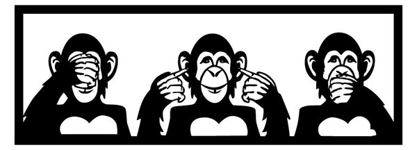 Wallity Nástěnná dekorace Three Monkeys černá - M