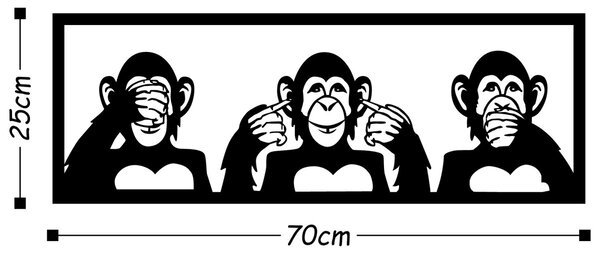Wallity Nástěnná dekorace Three Monkeys černá - M