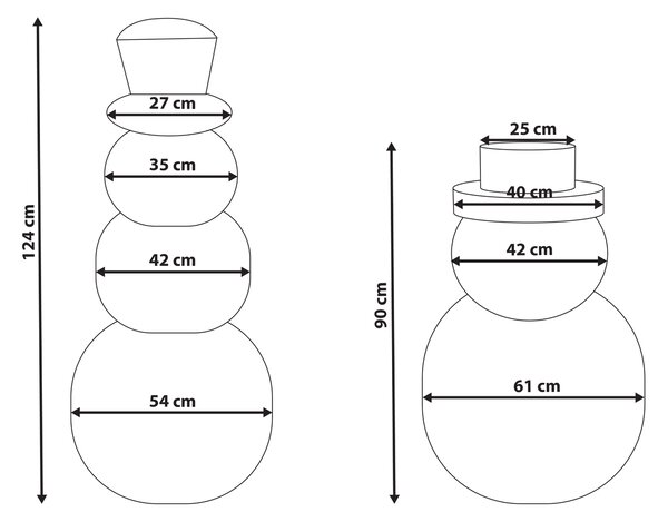 Sada 2 vánočních dekorací KLARALVEN Sněhulák 90/124 cm Béžová