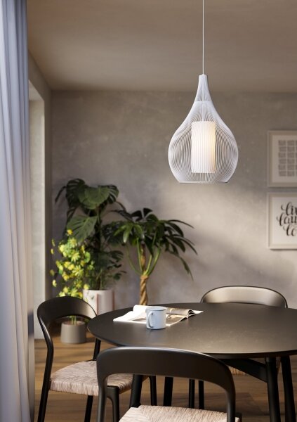 Eglo 900829 - Lustr na lanku RAZONI 1xE27/40W/230V bílá