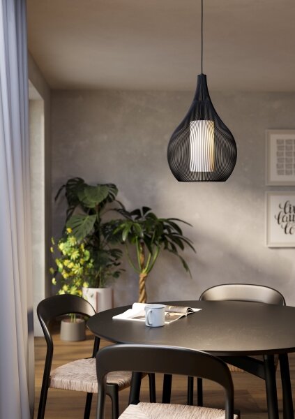 Eglo 900828 - Lustr na lanku RAZONI 1xE27/40W/230V černá
