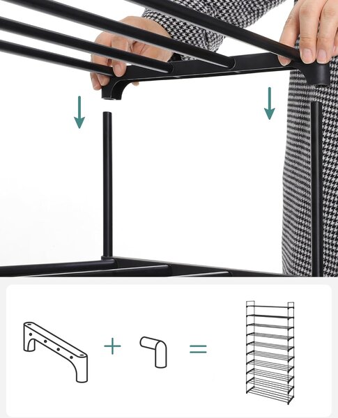 SONGMICS Botník Clarna 206 cm černý