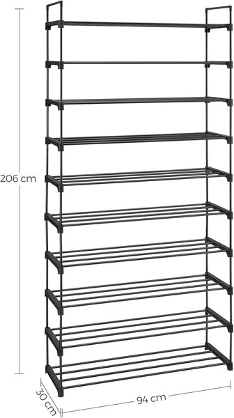 SONGMICS Botník Clarna 206 cm černý