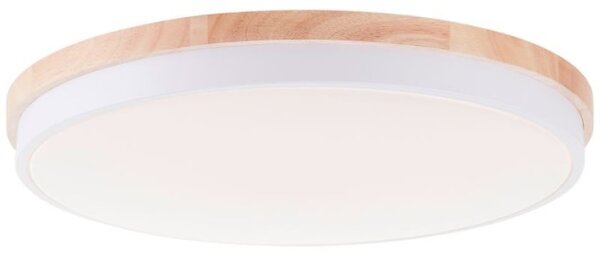 Brilliant G80846/75 Stmívatelné LED svítidlo BAARLO DŘEVO bílé průměr 50cm, RC, CCT, Night Light