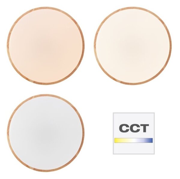 Brilliant G80570A75 LED stmívatelné svítidlo SLIMLINE DŘEVO průměr 50cm, RC, CCT, Night Light