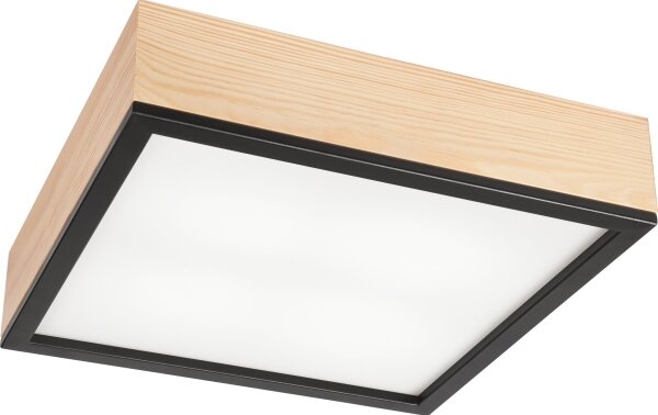 Stropní svítidlo NATURAL SQUARE 4xE27/15W/230V 39x39 cm borovice/černá